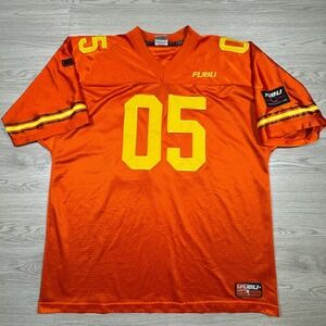 FUBU Men's Football Jersey 05 Mesh Orange XXL Y2K Hip Hop Streetwear Style